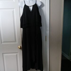 Kensie black faux wrap gold embellishment sleeveless dress Sz 16